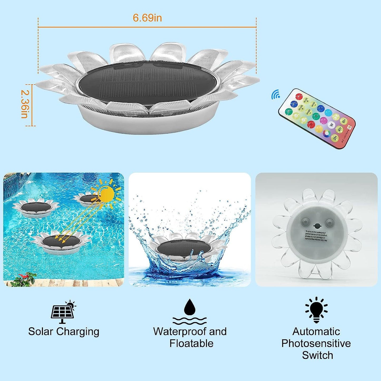 Swimming Pool Sunflower Solar Motion Light (Set of 2)